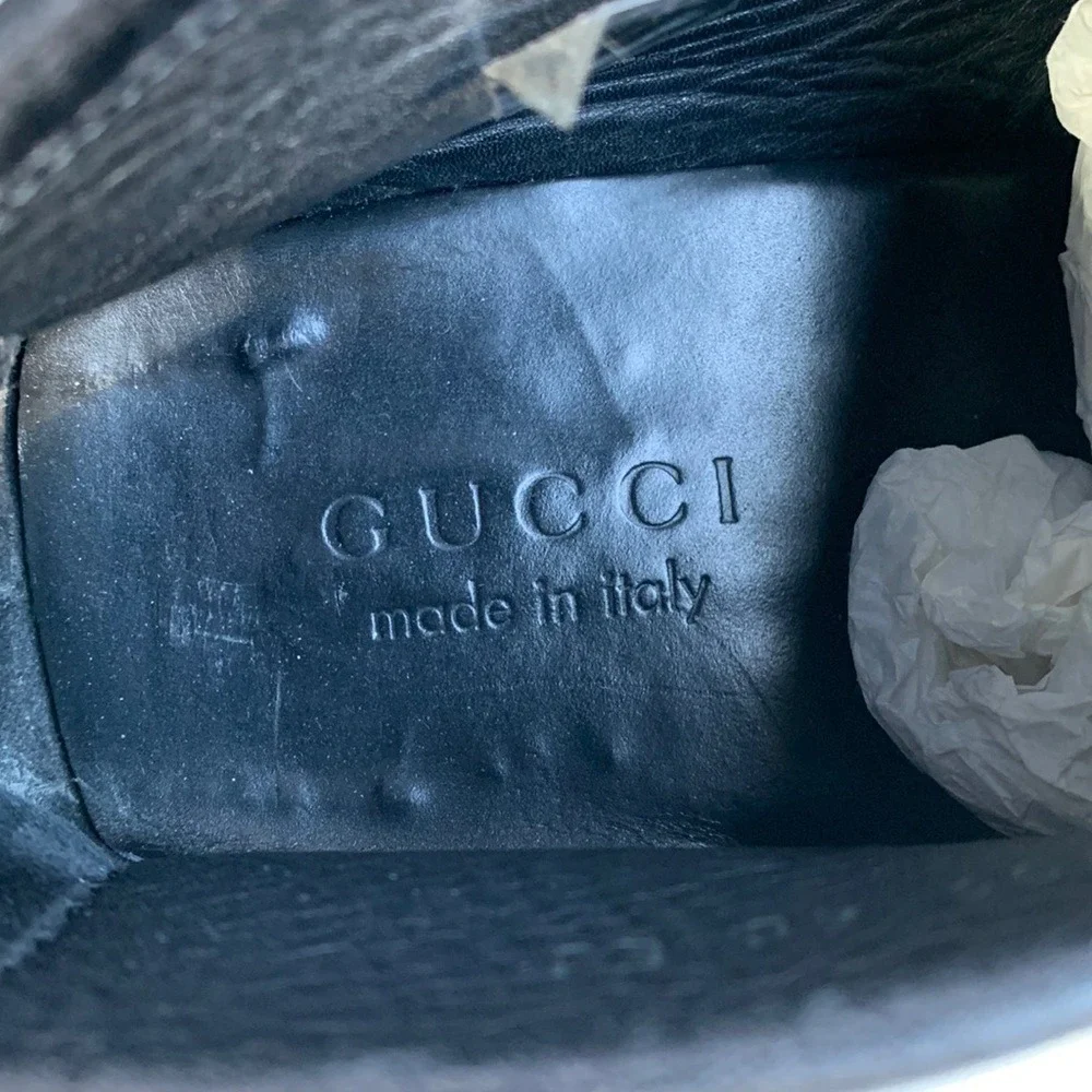 Gucci Chukka Driving Moccasin Boots Shoes Mens 7 Black Luxury Leather Italy